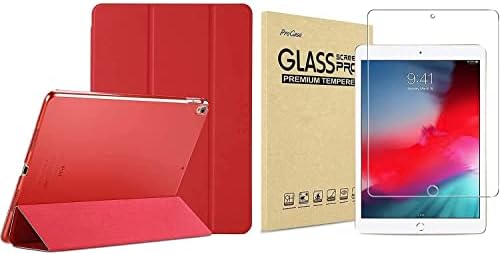 Procase iPad Air 3 10.5 2019 / iPad Pro 10.5 2017 צרור מארז קשיח אדום 2017 עם מגן מסך זכוכית מחוסמת
