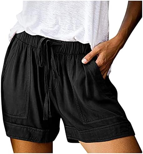 מכנסיים קצרים חמודים של נשים קיץ צבע מוצק מזדמן מכנסיים קצרים מותניים קצרים טיולים קלים אופניים נוחות