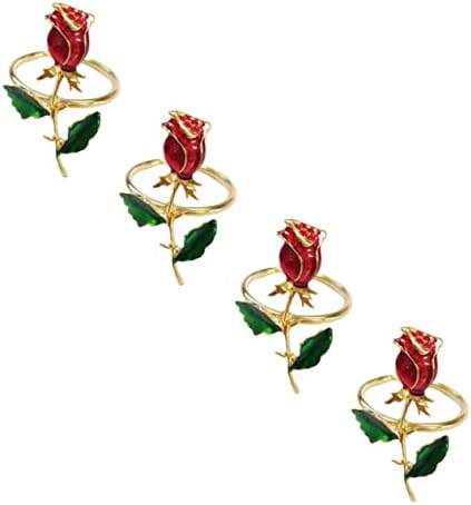 Zerodeko 4 יחידות מפיות ורדים טבעות וינטג 'טבעת שולחן חתונה מרכזית המפית המפית תפאורה מספר שולחן מתכת מספר שולחן