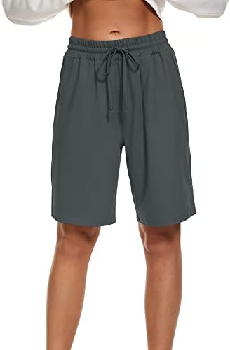 FAYLR נשים ברמודה מכנסיים קצרים באורך הברך המותניים האלסטיים אימון אימון כדורסל אתלטי מכנסיים
