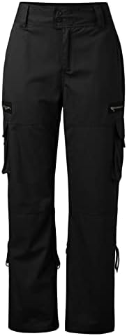 מכנסי מטען נשים עם כיסים חיצוניים חותמות ישר חותלות ישרות עם מכנסי עבודות בנייה צבאיות בכיס