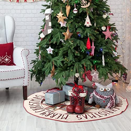 חצאית עץ חג המולד משובצת חג המולד פתית שלג 30 x30 חצאית עץ עץ חג המולד חצאית עץ חורף למסיבת