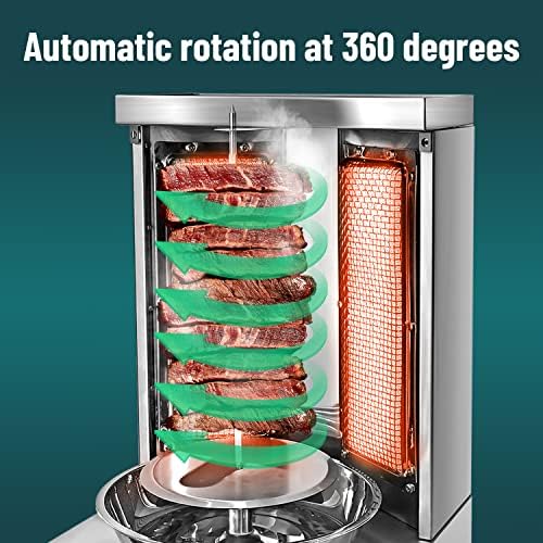 מבקש הגז אנכי מכונת שווארמה אנכית תורם Kebab גריל ג'יירו רוטסרי תנור בשר בשר עם 2 מבער למטבח מסעדה מסחרית