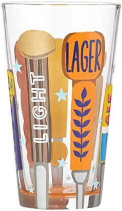 אנסקו עיצובים על ידי לוליטה על ברז יד-צבוע אומן בירה ליטר זכוכית, 16 אונקיה, ססגוניות