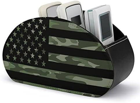 ירוק הסוואה אמריקאי דגל שלט רחוק תיבת אחסון רב תכליתי עור מפוצל טלוויזיה מרחוק מחזיק שולחן עבודה
