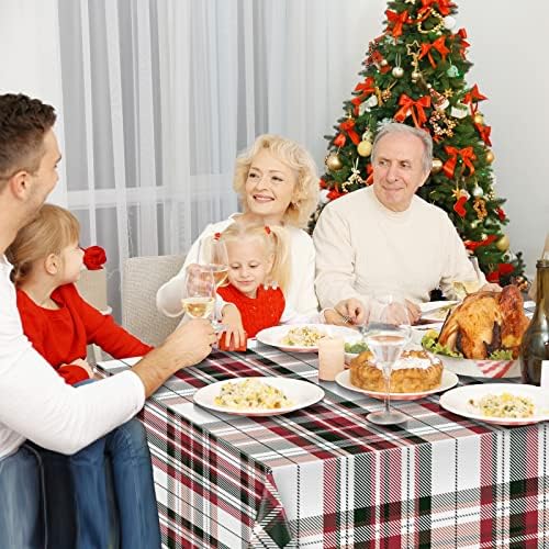 ג ' קטיבים 1 יחידות קישוטי מפת שולחן מסיבה משובצת לחג המולד שמח, פלסטיק משובץ אדום וירוק משובץ
