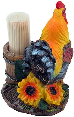 חווה תרנגולת ומים מיושנים מדביקים מחזיק קיסמים קביעת פסלון במטבח כפרי או עיצוב עוף, פסלים ופסלונים ומתנות