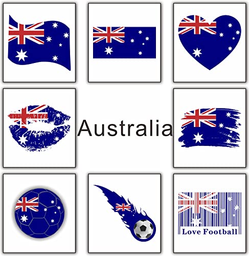 40 גיליונות אוסטרליה דגל זמני קעקועים לילדים כדורגל זמני פנים קעקועים