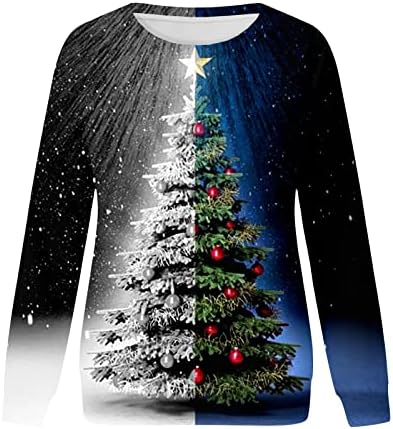ג'ג'אבי נשים חג המולד סווטשירט סוודרים מזדמנים סוודרים מודפסים סוודר O צוואר חולצה קלה חולצה נוחה שרוול