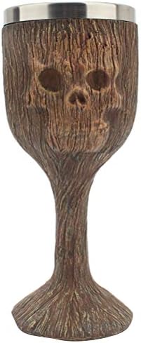נירוסטה גביע באר ספל רטרו עץ מפלצת גולגולת גביע יצירתי בר כוס שתיית כוס