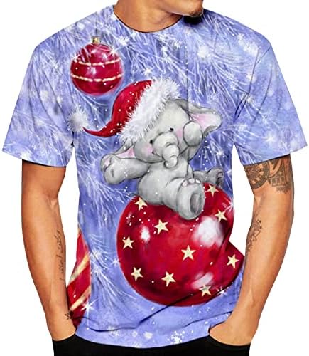 חולצות טריקו של שרוול קצר לחג המולד של ווקאצ'י לגברים, חג המולד מצחיק סנטה קלאוס הדפס O צוואר טי
