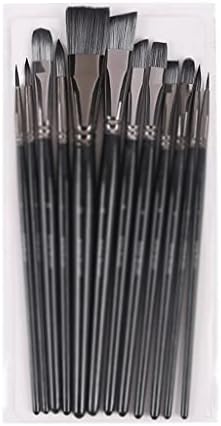 SXNBH מברשת 12 חלקים מברשת ניילון גזע קצר גזע שומני מברשת אקריליק צבעי עט עט עט מברשת קו מברשת