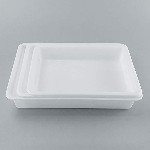 אדמאס-ביתא צלחת מרובעת מפלסטיק לבן, מיכל אחסון, מידה 310 ל-240 ל-50 מ מ