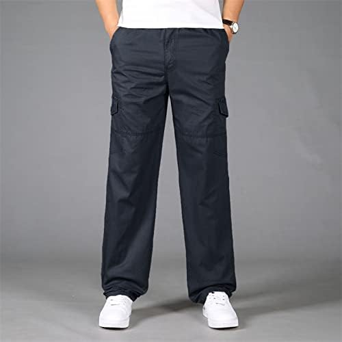 גברים מכנסיים כותנה רופפת פלוס גודל מכנסי מותניים אלסטיים מוצקים מכנסיים מכנסי טרנינג מטען לגברים