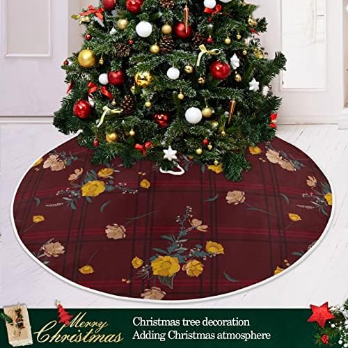 Oarencol חג המולד אדום באפלו בדוק חצאית עץ חג המולד 36 אינץ 'משובצת חג המולד חג המולד קישוטי מחצלת עץ