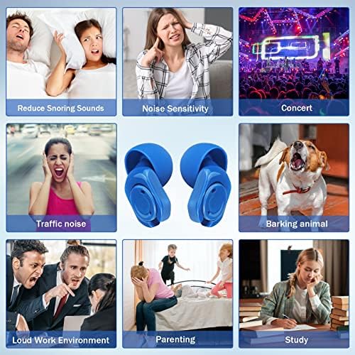 תקעי אוזניים של Timoofox להפחתת רעש -3 זוגות של הגנת שמיעה לשימוש חוזר ב- S/M/L לשינה, נחירות, קונצרטים, כחול