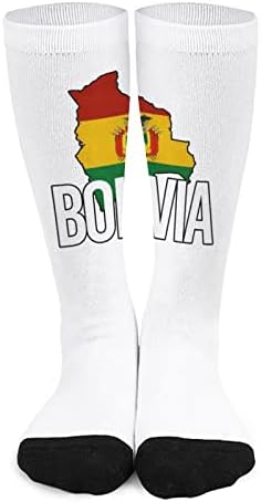 מפת בוליביה ודגל צבע מודפס גרביים תואמים גרביים אתלטי ברך גבוהה לנשים גברים