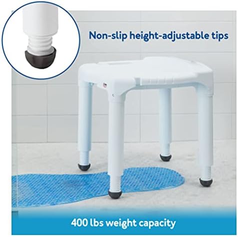 כסא אמבטיה ומקלחת אוניברסלי של קארקס-כיסא אמבטיה תומך עד 400 פאונד-ספסל מקלחת בגובה מתכוונן, שרפרף פלסטיק