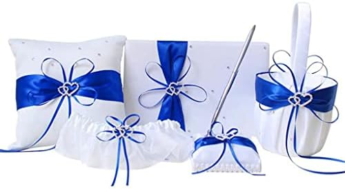פרח ילדה סל רומנטי חתונה יום אוסף כחול סאטן חרוזים קשת לקשט