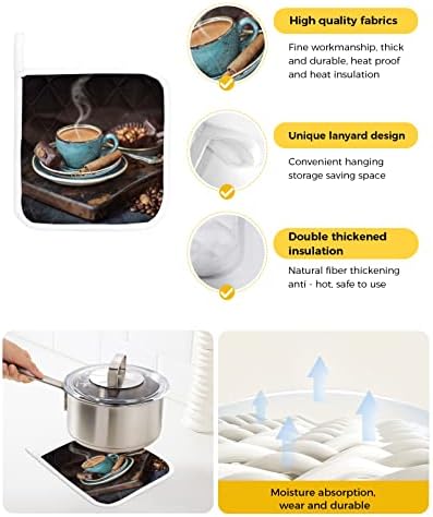 תנור רפידות חמות מחזיק סיר למטבח רפידות חמות במטבח חום בודדות חום כוס קפה כחול וינטג