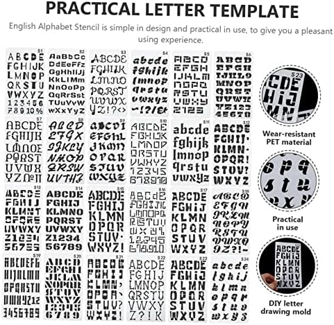 Exceart 24 גיליונות מכתבים תבנית מכתבים כתב עת גרפיטי גרפיטי אספקת תבניות מכתב תבנית צביעה חלולה תבנית