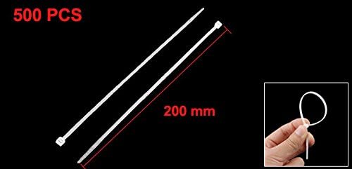 רצועת ניילון של uxcell zip zip כבל חוט אטב, 5 ממ x 200 ממ, 500 יח ', לבן