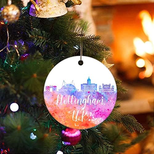 חג המולד מזכרת קישוטי בריטניה-נוטינגהאם קרמיקה קישוט מתנות קישוטי צבעוני עיר ציור עץ חג המולד תליית קישוטי