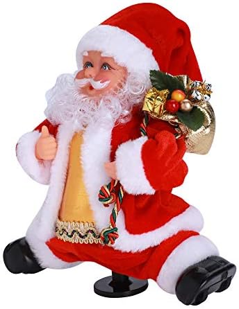 Siqitechno חשמלי סנטה קלאוס מסתובב הזזה שירה סנטה קלאוס בובת קישוט חג מולד סנטה קלאוס שר ריקודים מוזיקלי