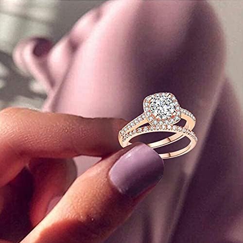 סט טבעת זירקוניה מעוקב כרית לנשים בנות סולידי 925 עיצוב כסף מבטיח סט טבעת כסף וינטג '