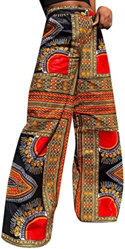 MMKNLRM נשים Dashiki מכנסי הדפסה אפריקאים מכנסי רגל רחבים Boho Harem מכנסי יוגה מזדמנים מכנסי טרקלין