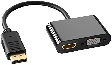 DisplayPort ל- HDMI VGA מתאם, יציאת תצוגה של DP לממיר VGA HDMI תואם ל- Lenovo, HP, Dell, GPU, AMD,