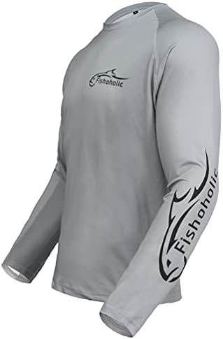 חולצת דיג של ביצועים דגים - UPF 50+ שרוול ארוך - סגנון כושר חבית רופף - נושם - הגנה על שמש ייבוש מהיר