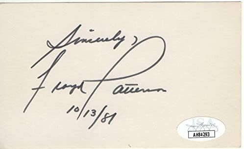 פלויד פטרסון חתום עם חתימה כרטיס אינדקס איגרוף אגדה אה84293-איגרוף לחתוך חתימות
