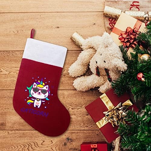 גרבי חג המולד של חתול חד קרן גרב עץ חג המולד קישוטים לסנטה קישוטים לקישוטים לחופשת אח 16.5