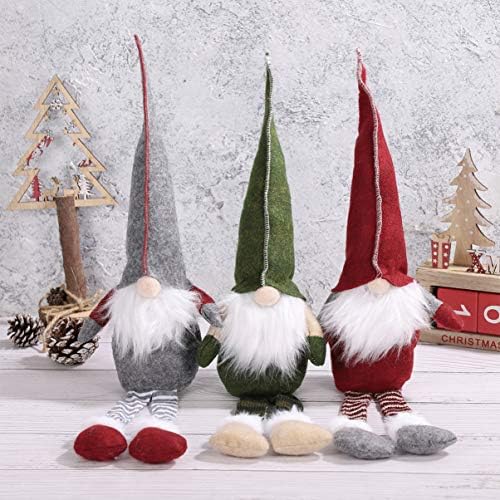 טוינדונה 3 יחידות חג המולד קטיפת גנום, שוודית יושבת בובות גנום ארוכות רגליים קישוטי קישוט שדון חג המולד