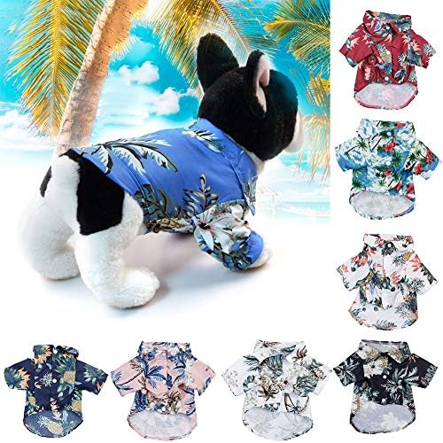 Qiguch66 חולצות T כלבים, חולצת קיץ של חיות מחמד, עץ קוקוס הדפס אננס הדפס הוואי חוף חולצה חולצה בגדי