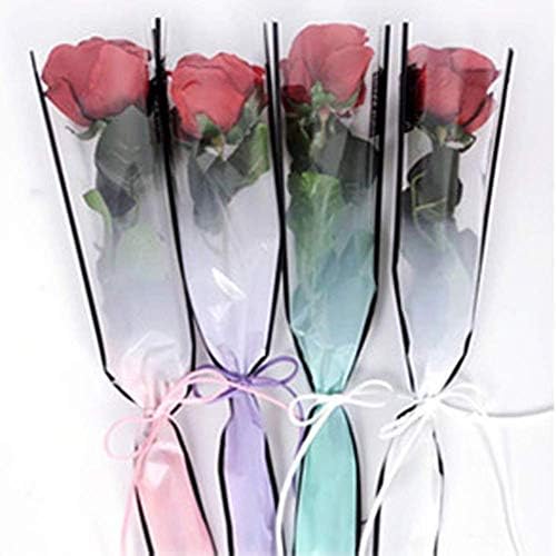 50 יח 'שקיות אריזת ורדים בודדים עטיפת פרחים עטיפת שקיות מתנה ליום האהבה, חתונה ומסיבה