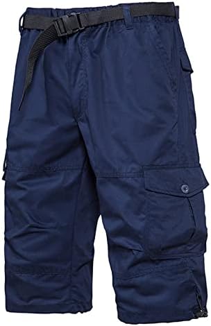 מכנסי טיול קצרים לגברים, מכנסיים קצרים מזדמנים של מטען חיצוני קיץ קל משקל קל עם ריבוי כיסים