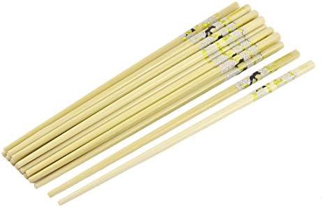 דפוס פרחים של Ruilogod Bamboo כלי שולחן ארוחה בסגנון סיני ארוחה מקלות מקלות 10 זוגות (ID: A91 BBC D4E
