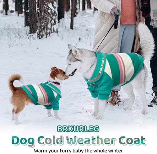 סוודרים של קפוצ'ונים של כלבים ירוקים של ברקורל, סווטשירט מפוספס מעיל מזג אוויר קר לכלבים בינוניים קטנים,