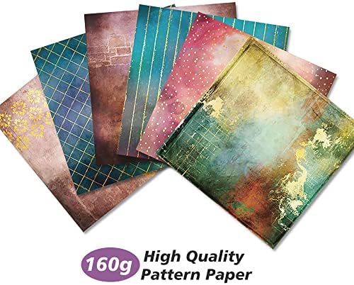 24 גיליונות גיליונות צבעי מים קרטונים דקורטיביים נייר נייר נייר, 12 x 12 נייר מלאכה חד צדדי