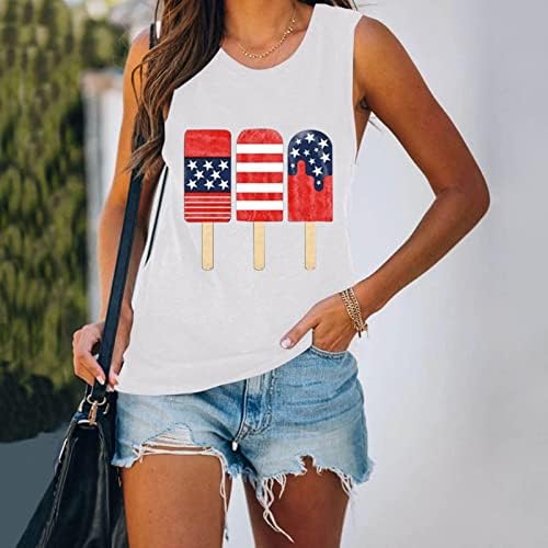 חולצות פטריוטיות לנשים 4 ביולי גופיות טנק ללא שרוולים נשים דגל אמריקאי מודפס חולצה ארהב גרפית טי