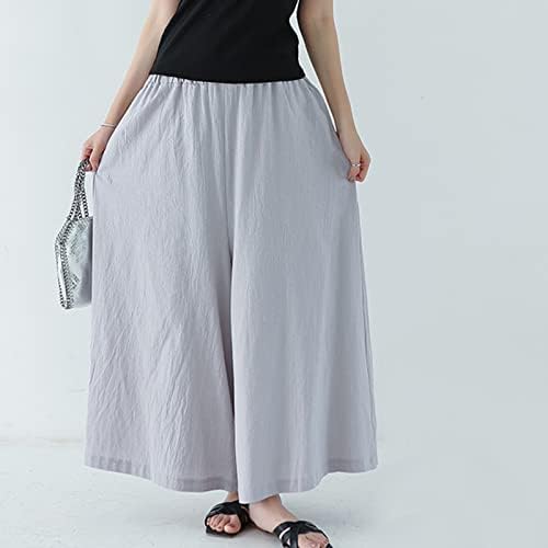 מכנסי שמלה של מיאשוי עם כיסים נשים קיץ מותן גבוה מכנסי פלאצו מכנסיים רגל רחבה מכנסי טרניעה ארוכים לנשים