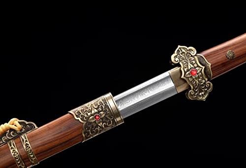 חרבות SHZBZB איכותיות שושלת טאנג עתיקה בסגנון סגנון מקופל דמשק פלדה סכין סכין קצה וושו גלייב