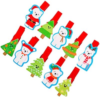 Besportble 30 pcs מיני קטעי צילום צבעוניים לחג המולד עץ יתדות הערה תזכיר קטעי גלויה מחזיק כרטיסי נייר גלויה