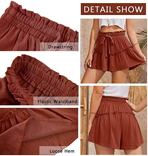 מכנסיים קצרים של Grforclo לנשים קיץ מזדמן נשים מותניים גבוהות שינה רופפת מכנסיים קצרים זורמים