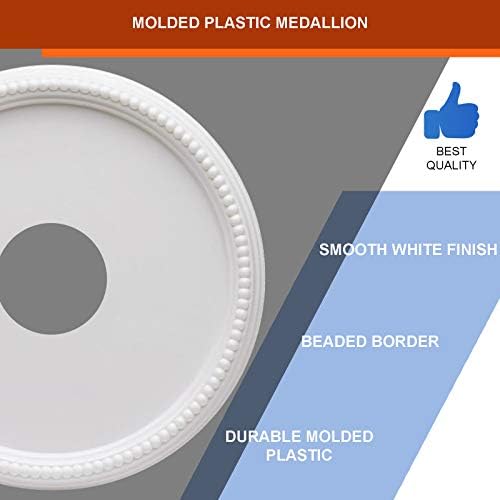 מדליית תקרת פלסטיק מעוצבת בגודל 16 אינץ 'גימור לבן