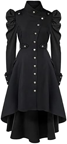 שמלה גותית לנשים Steampunk זנב סנונית ויקטוריאנית זנב מעיל תעלה ארוך כפתור למטה מעיל וינטג '