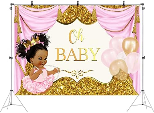 טיקואניקואה 7 על 5 רגל הו תינוק רקע לילדה נסיכה מלכותית ורוד וזהב מקלחת תינוק תפאורות לצילום טרי נסיכת