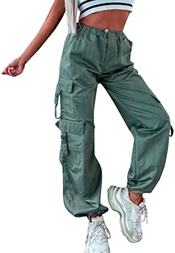 מכנסי מצנח נשים, מכנסי מטען Y2K נשים שולטות רחבות גדולות גדולות על רגל רחבה מכנסי טרנינג ג'ינס רץ.